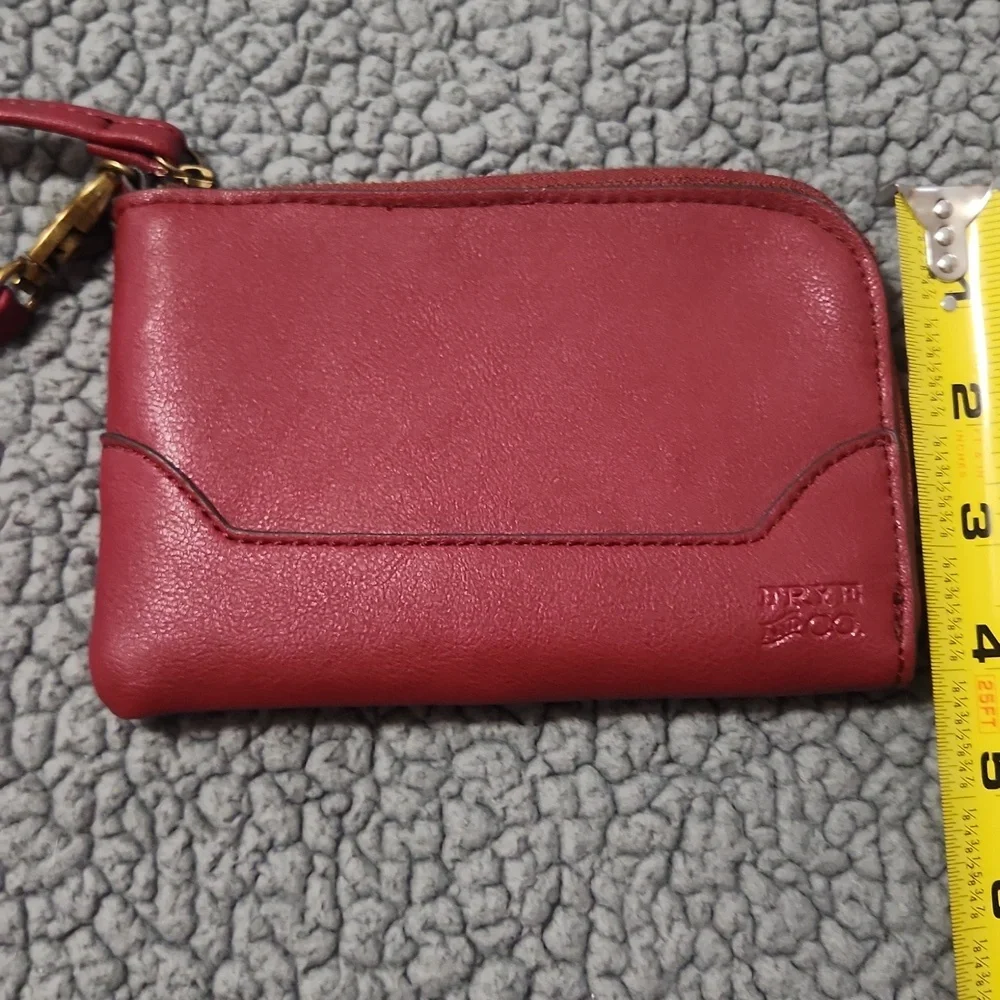 Frye & Co Faux Leather Maroon Zip Wallet Wristlet